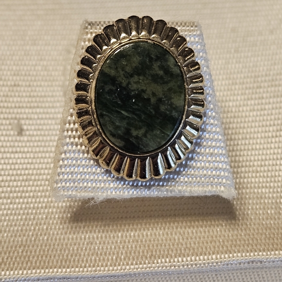 Anson Other - Vintage Agate Stone Tie Tack in a Gold-Tone Setting With T Bar and Chain